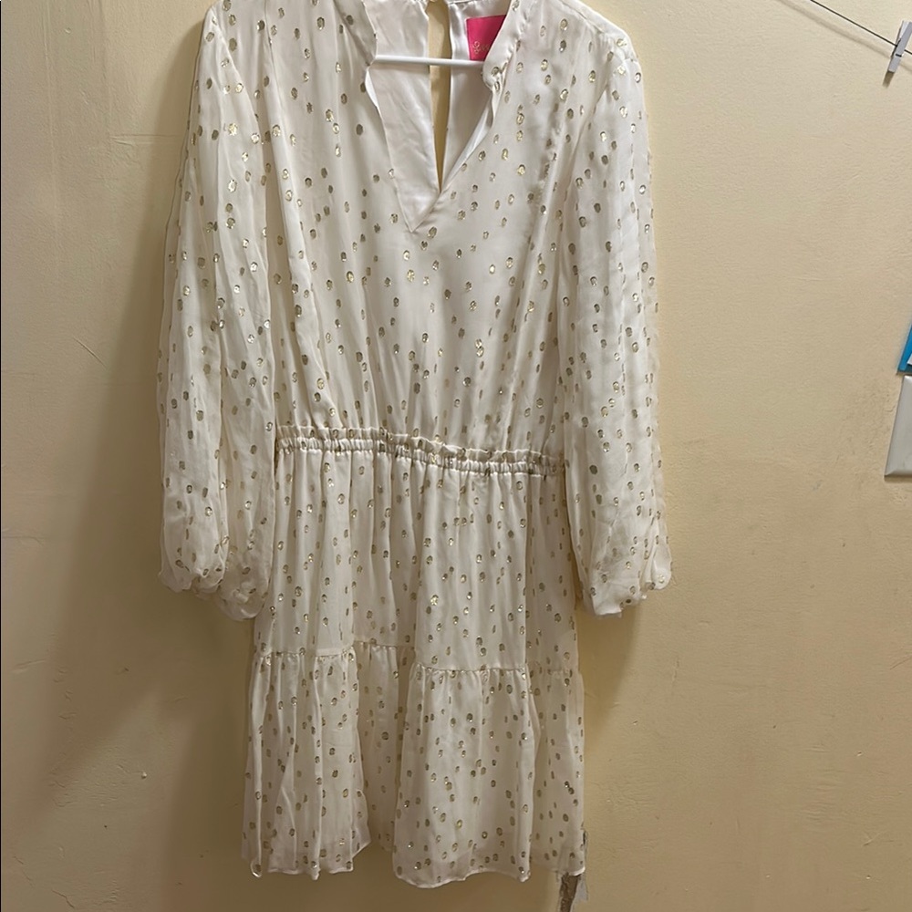 Lilly Pulitzer White and Gold Dress